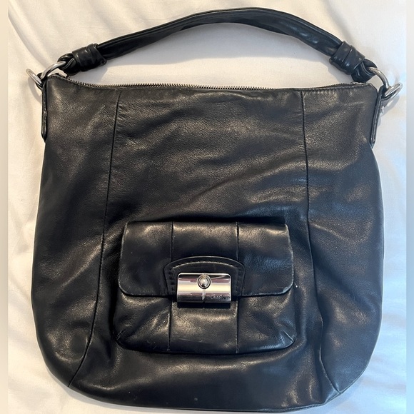Coach Kristin Black Leather Hobo Shoulder Bag - Picture 1 of 14